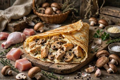 Crepe Fromage Poulet Champignons